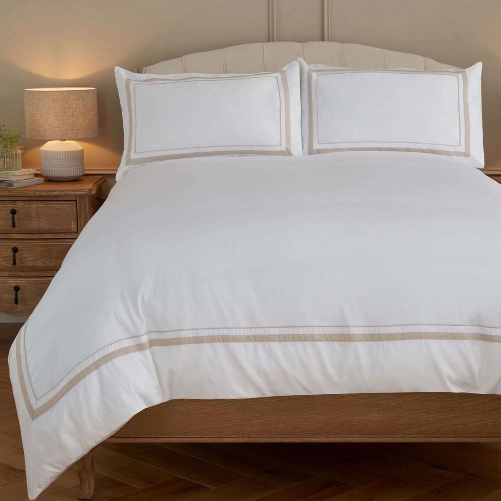 Cotton Collection Sateen Double Row Duvet Cover, Double